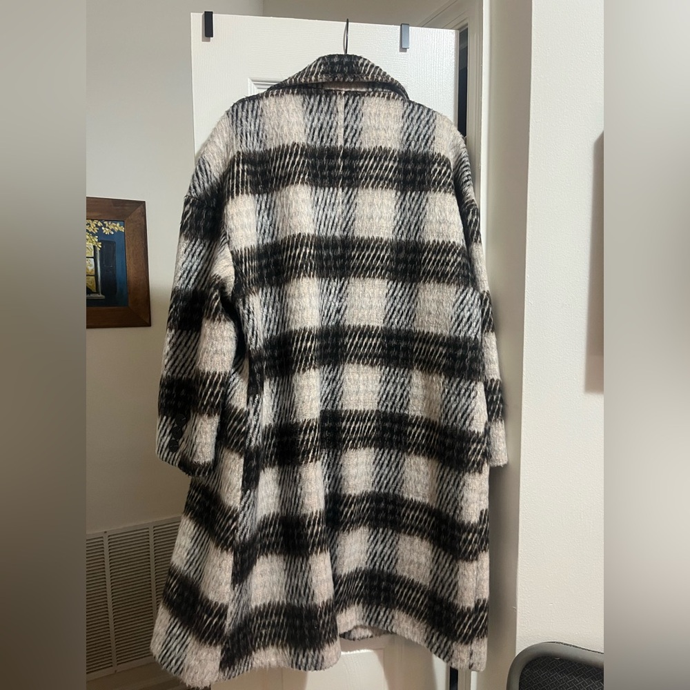 Nine West Women's Black/Brown and White Plaid Coat - Picture 2 of 15